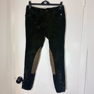 Ralph Lauren Womens Corduroy And Suede Riding Pants Trousers In Green Size 8